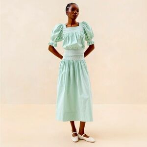 Loeffler Randall Green Striped Maxi Dress